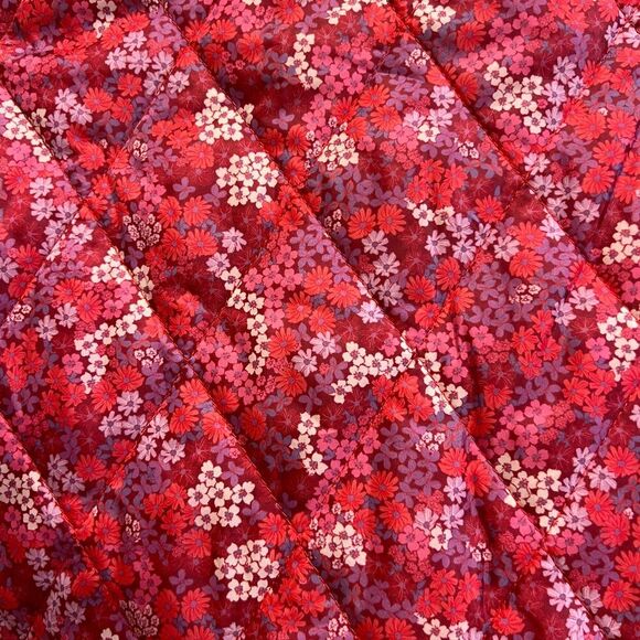 Draper James Womens Pink Quilted Jacket S Floral Full Zip Long Sleeve Cottagecor - Picture 8 of 8